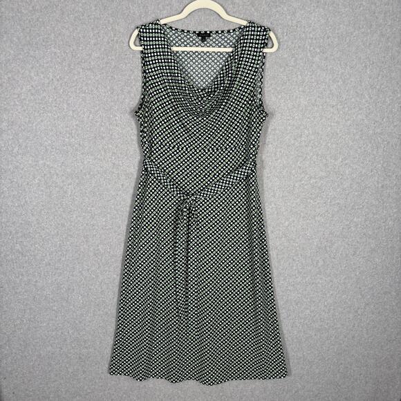 Talbots Dress Medium Midi Green Slinky Knit Cowl Flowy Career Church 50s Mod 60s - Picture 1 of 13